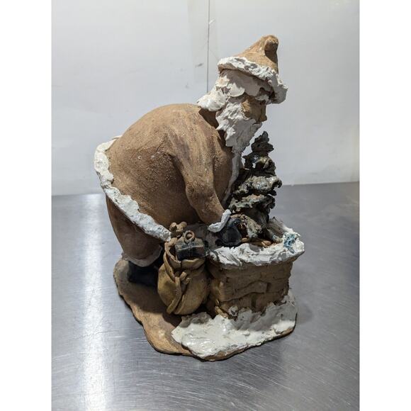 VTG Primitive Clay Santa Claus Entering A Chimney Statue 9" Tall - Picture 2 of 11